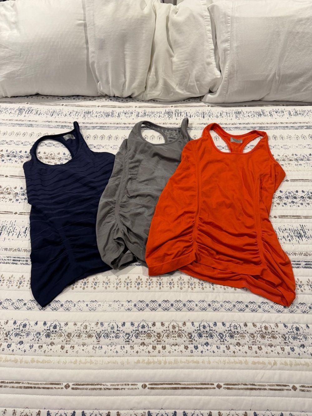 Athleta Racerback Tank Trio - Orange, Navy, Gray